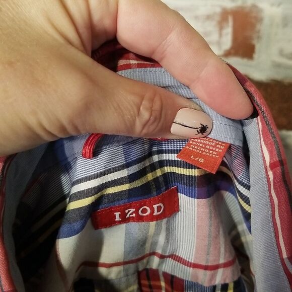 IZOD Plaid Long Sleev Button Down Lrg - Picture 9 of 11